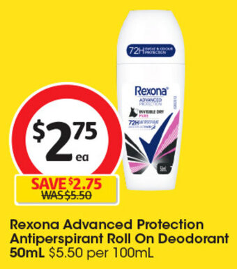 Coles Rexona Advanced Protection Antiperspirant Roll On Deodorant 50mL offer