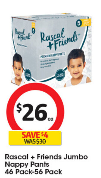 Coles Rascal + Friends Jumbo Nappy Pants 46 Pack-56 Pack offer