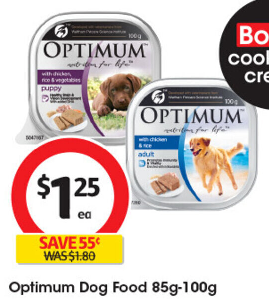 Optimum Dog Food 85g100g offer at Coles