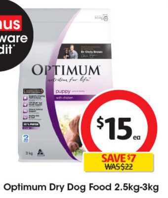 Coles Optimum Dry Dog Food 2.5kg-3kg offer