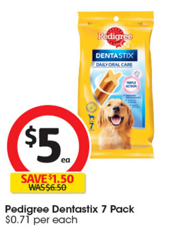 Coles Pedigree Dentastix 7 Pack offer