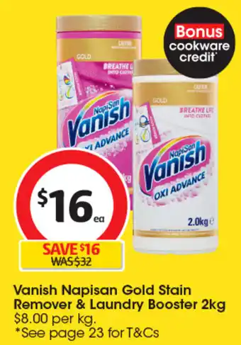 Coles Vanish Napisan Gold Stain Remover & Laundry Booster 2kg offer