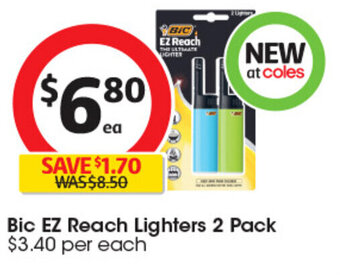 Coles Bic EZ Reach Lighters 2 Pack offer