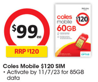 Coles Coles Mobile $120 SIM offer