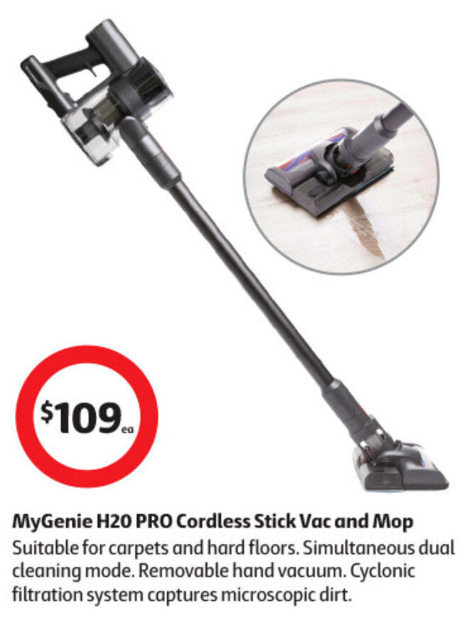 MyGenie H20 PRO Cordless Stick Vac and Mop offer at Coles