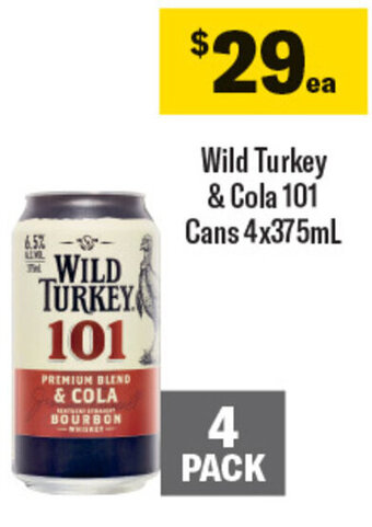 Coles Wild Turkey & Cola 101 Cans 4x375mL offer