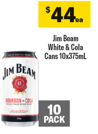 Jim Beam White & Cola Cans 10x375mL