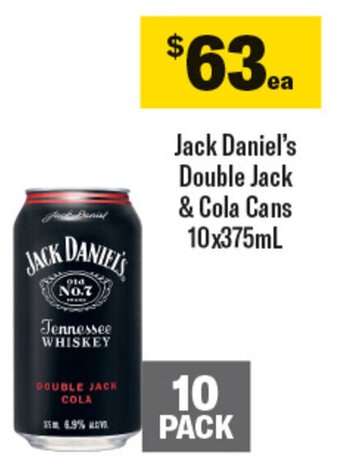 Coles Jack Daniel's Double Jack & Cola Cans 10x375mL offer