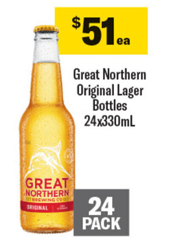 Coles Great Northern Original Lager Bottles 24x330mL offer