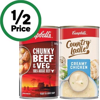 Woolworths Campbell’s country ladle or chunky soup 495-505g offer