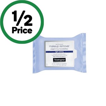 Woolworths Neutrogena night calming makeup remover cleansing wipes pk 25 offer