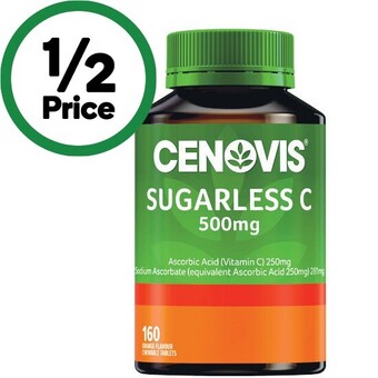 Woolworths Cenovis sugarless vitamin c chewable 500mg tablets pk 160~ offer