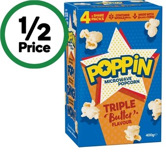 Woolworths Poppin microwave popcorn 100g x pk 4 offer