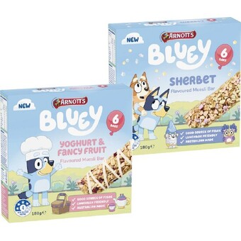 Woolworths Arnott’s bluey muesli bars 180g pk 6 offer