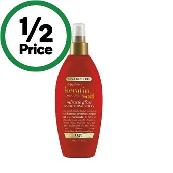 Woolworths Ogx frizz-free keratin smoothing oil spray 200ml offer