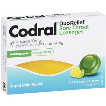 Woolworths Codral sore throat antibacterial lozenges pk 16~ offer