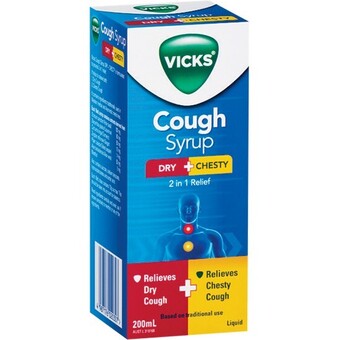 Woolworths Vicks cough syrup dry & chesty 200ml^ offer