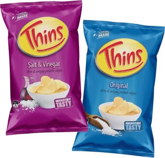 IGA Thins chips 120-175g selected varieties offer