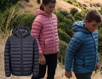 BCF Macpac kids uber light hooded down jacket offer