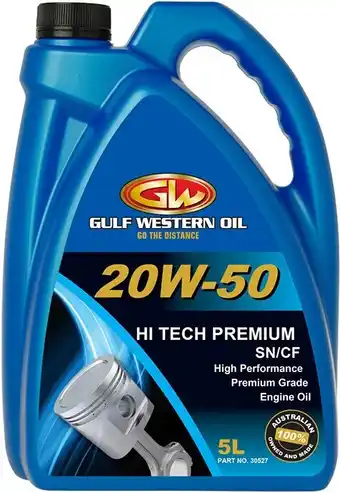 Autobarn Gulf western hi tech premium 20w50 5l offer