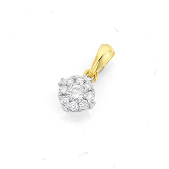 Prouds 9ct gold diamond cluster pendant offer