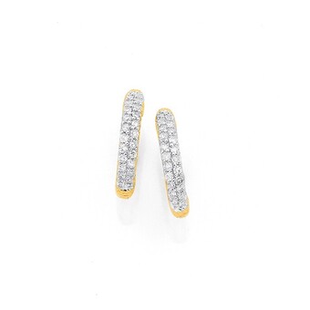 Prouds 9ct gold diamond small claw set huggie earrings offer