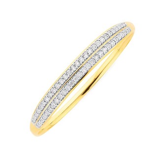 Prouds 9ct gold diamond double row bangle offer