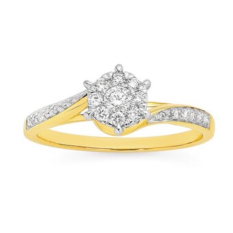 Prouds 9ct gold diamond cluster ring offer