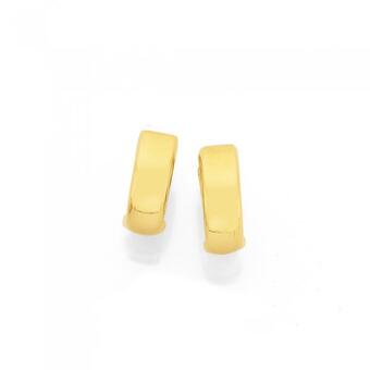 Prouds 9ct gold 10mm polished huggie earrings offer
