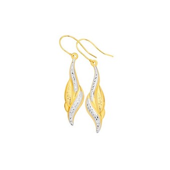 Prouds 9ct gold two tone flame drop earrings offer
