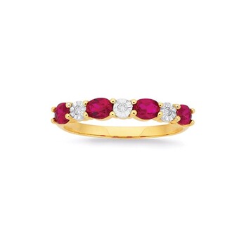 Prouds 9ct gold created ruby & diamond ring offer