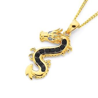 Prouds 9ct gold sapphire & diamond dragon pendant offer