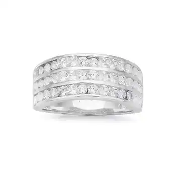 Prouds Sterling silver 3 row cubic zirconia ring offer