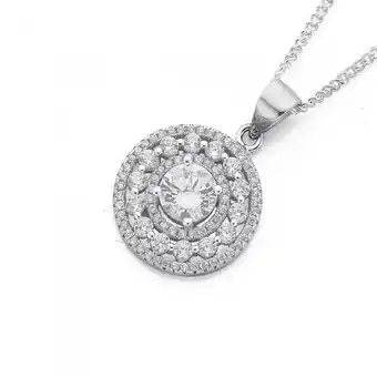Prouds Sterling silver fancy cubic zirconia round pendant offer