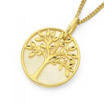 Prouds 9ct gold mother of pearl tree of life pendant offer