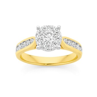 Angus & Coote 18ct gold diamond round cluster ring offer