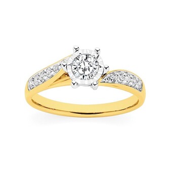Angus & Coote 9ct gold diamond swirl engagement ring offer