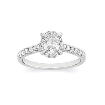 Angus & Coote 18ct white gold oval solitaire framed ring offer