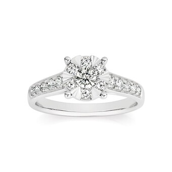 Angus & Coote 9ct white gold diamond cluster ring offer