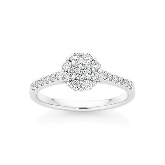 Angus & Coote 9ct white gold diamond flower cluster ring offer