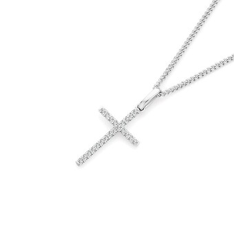 Angus & Coote 9ct white gold diamond cross pendant offer