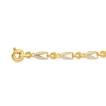 Angus & Coote 9ct gold two tone 19cm solid tulip link bolt ring bracelet offer