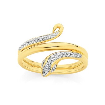 Angus & Coote 9ct gold diamond snake ring offer