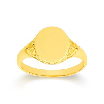 Angus & Coote 9ct gold filigree oval signet ring offer