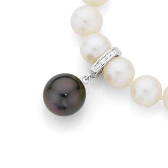 Angus & Coote 9ct white gold cultured tahitian pearl & diamond enhancer offer
