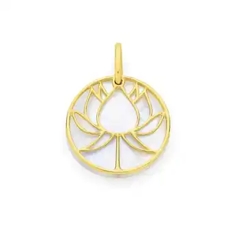 Angus & Coote 9ct gold white mother of pearl lotus pendant offer