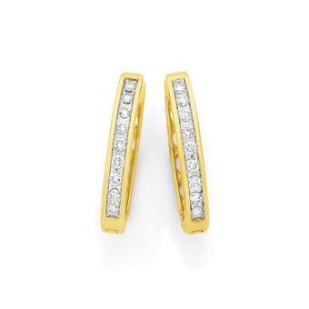 Angus & Coote 9ct gold diamond channel set huggie earrings offer