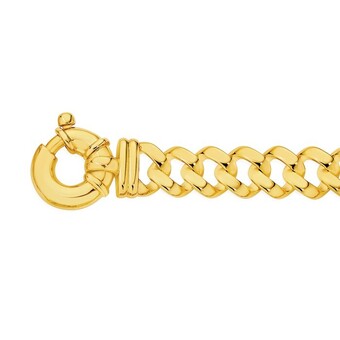 Angus & Coote 9ct gold 19cm solid square curb link bolt ring bracelet offer