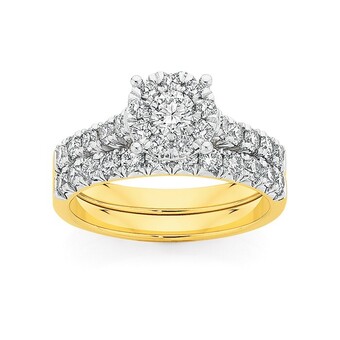 Angus & Coote 18ct gold diamond cluster bridal set offer