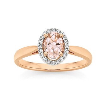 Angus & Coote 9ct rose gold morganite & diamond ring offer